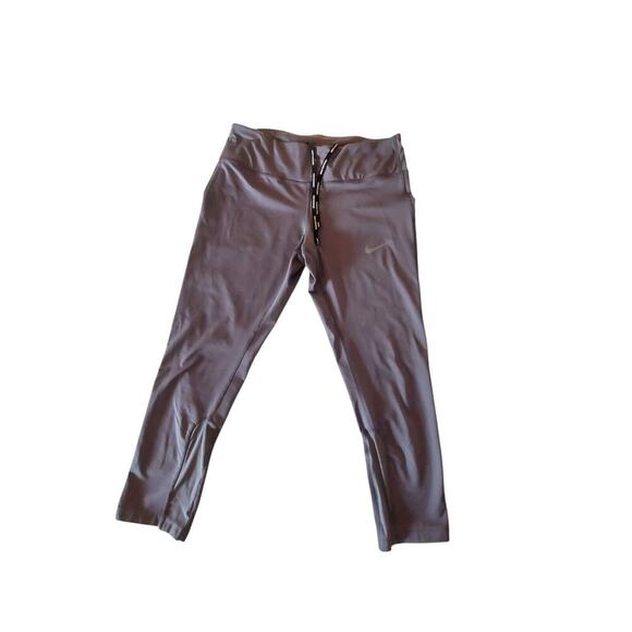 Nike Women’s Power Epic Run Cropped Pants Running Tights Yoga Gym Gray Sz M - Picture 3 of 6
